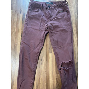 PacSun Bullhead Maroon Skinny Jeans "Destroyed" Style